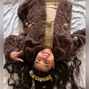 Brown faux fur jacket